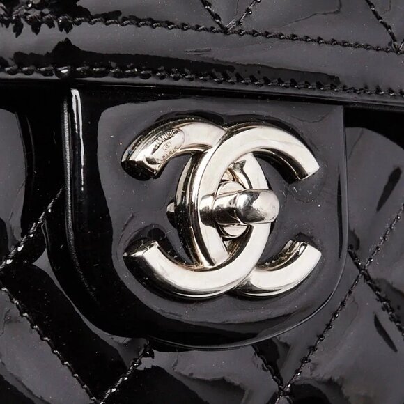 Chanel Black Quilted Patent Leather Front Pocket Large Tote Bag - Picture 7 of 11